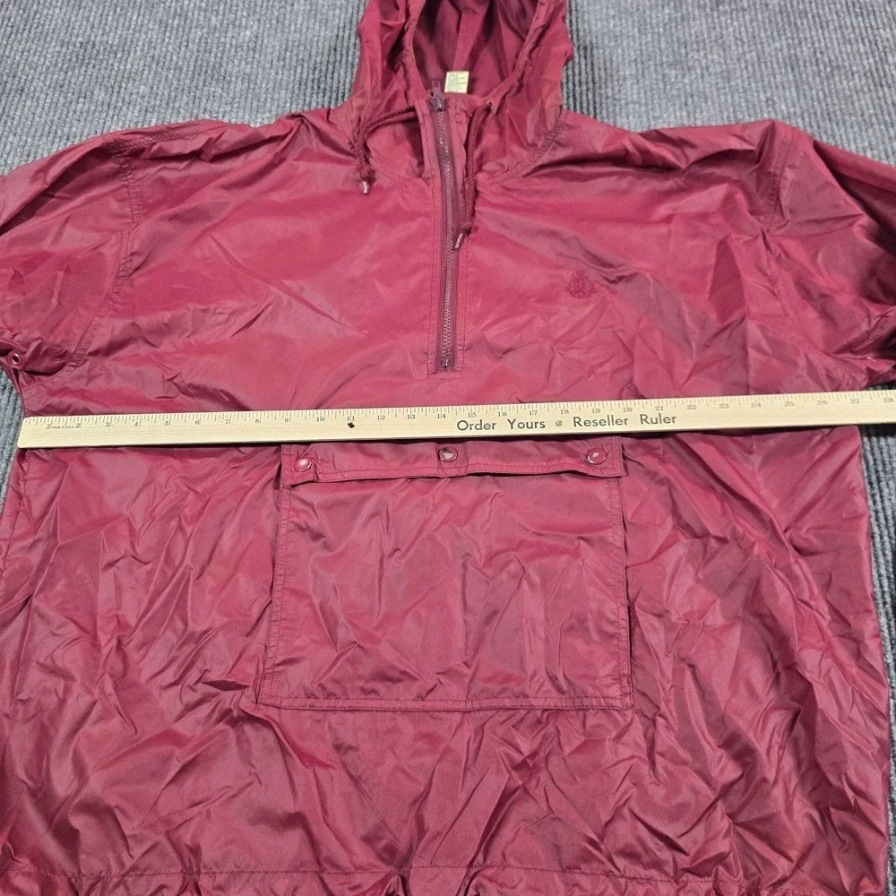 IZOD Jacket Mens XL Red Nylon Hooded Anorak Pullover 1/4 Zip Windbreaker